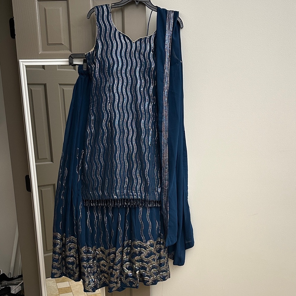 Salwar Kameez blue and gold